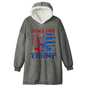 Jews For Trump 2024 Israel Usa Hebrew Election Jewish Vote Hooded Wearable Blanket