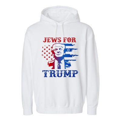 Jews For Trump 2024 Israel Usa Hebrew Election Jewish Vote Garment-Dyed Fleece Hoodie