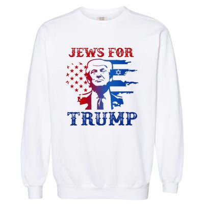 Jews For Trump 2024 Israel Usa Hebrew Election Jewish Vote Garment-Dyed Sweatshirt