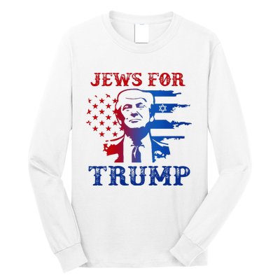 Jews For Trump 2024 Israel Usa Hebrew Election Jewish Vote Long Sleeve Shirt