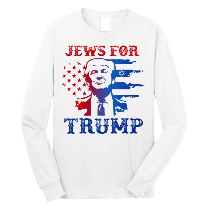 Jews For Trump 2024 Israel Usa Hebrew Election Jewish Vote Long Sleeve Shirt