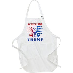 Jews For Trump 2024 Israel Usa Hebrew Election Jewish Vote Full-Length Apron With Pockets