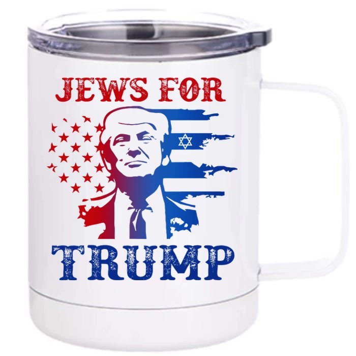 Jews For Trump 2024 Israel Usa Hebrew Election Jewish Vote 12 oz Stainless Steel Tumbler Cup