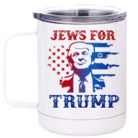 Jews For Trump 2024 Israel Usa Hebrew Election Jewish Vote 12 oz Stainless Steel Tumbler Cup