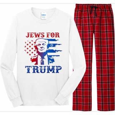 Jews For Trump 2024 Israel Usa Hebrew Election Jewish Vote Long Sleeve Pajama Set