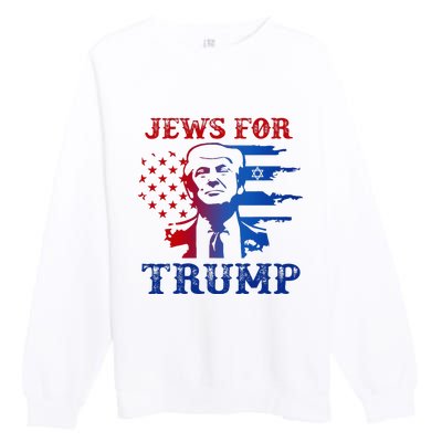 Jews For Trump 2024 Israel Usa Hebrew Election Jewish Vote Premium Crewneck Sweatshirt