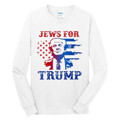 Jews For Trump 2024 Israel Usa Hebrew Election Jewish Vote Tall Long Sleeve T-Shirt