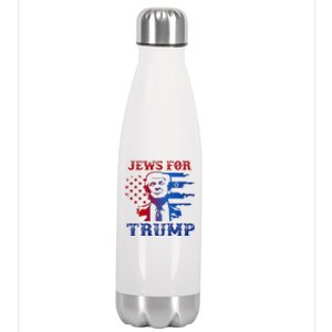 Jews For Trump 2024 Israel Usa Hebrew Election Jewish Vote Stainless Steel Insulated Water Bottle