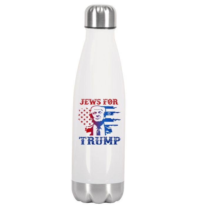 Jews For Trump 2024 Israel Usa Hebrew Election Jewish Vote Stainless Steel Insulated Water Bottle