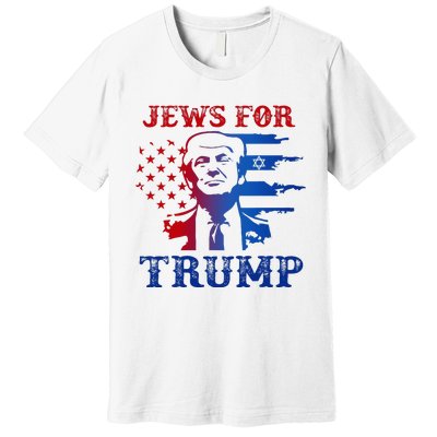 Jews For Trump 2024 Israel Usa Hebrew Election Jewish Vote Premium T-Shirt