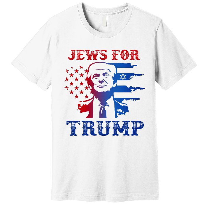 Jews For Trump 2024 Israel Usa Hebrew Election Jewish Vote Premium T-Shirt