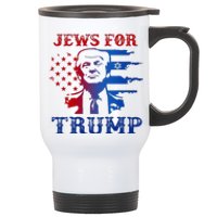 Jews For Trump 2024 Israel Usa Hebrew Election Jewish Vote Stainless Steel Travel Mug