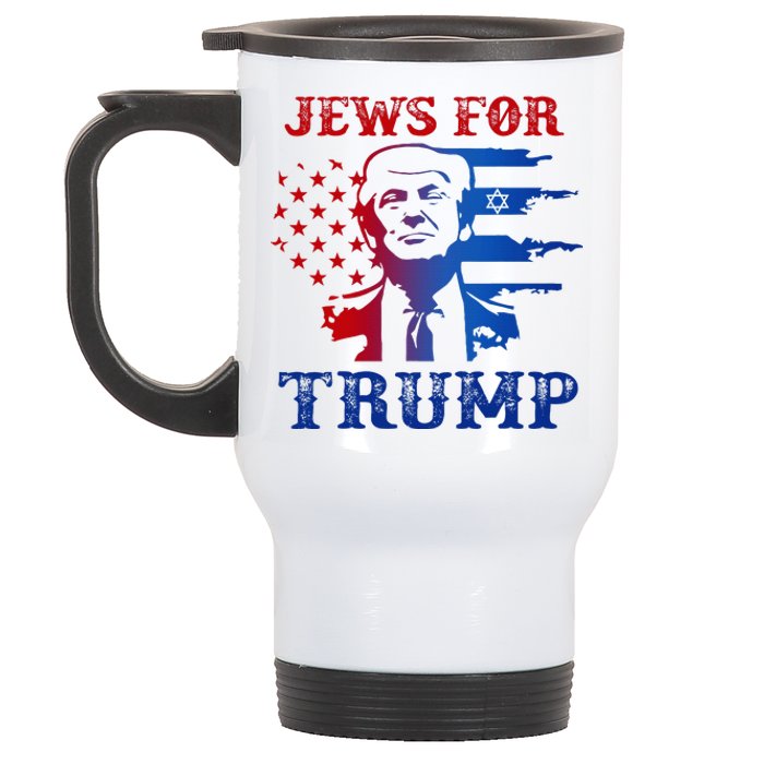 Jews For Trump 2024 Israel Usa Hebrew Election Jewish Vote Stainless Steel Travel Mug