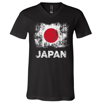 Japanese Flag Tokyo Patriotic Japan Flag V-Neck T-Shirt