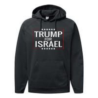 Jews For Trump 2020 Hebrew Rally Signjewish Israel Performance Fleece Hoodie