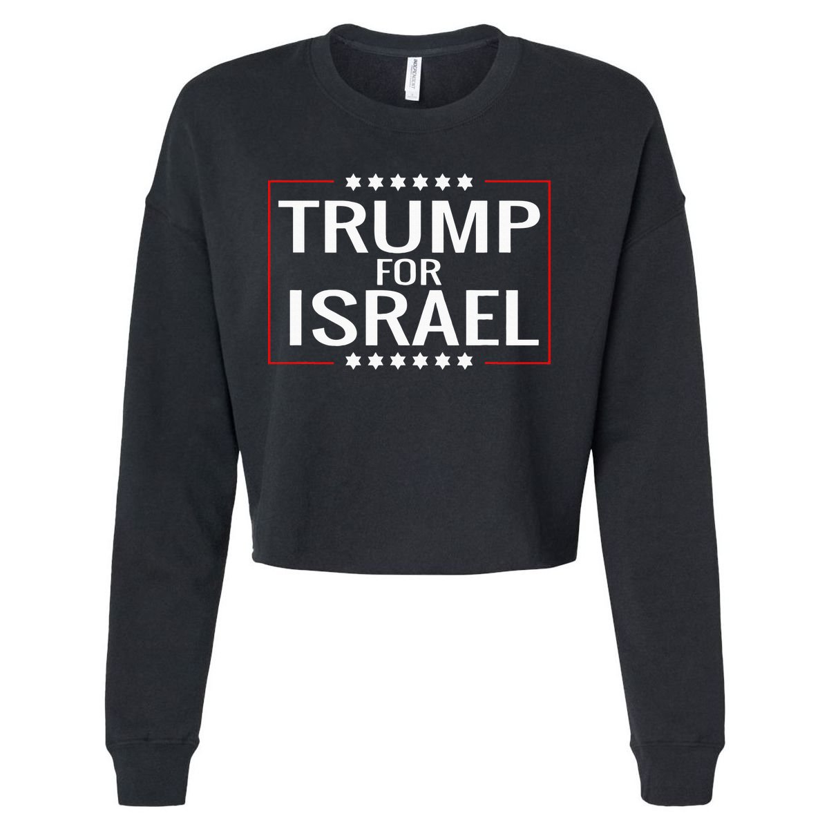 Jews For Trump 2020 Hebrew Rally Signjewish Israel Cropped Pullover Crew