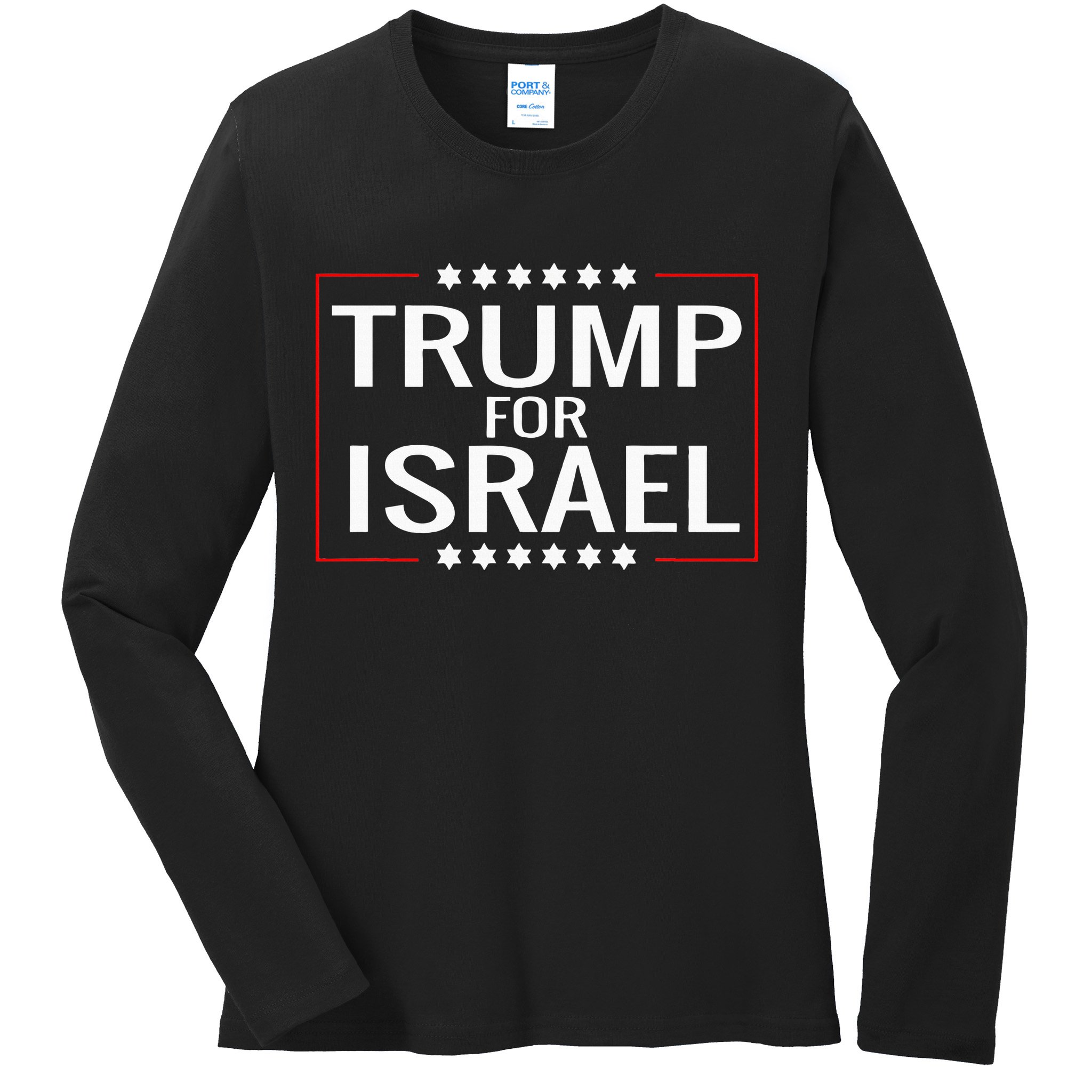 Jews For Trump 2020 Hebrew Rally Signjewish Israel Ladies Long Sleeve Shirt