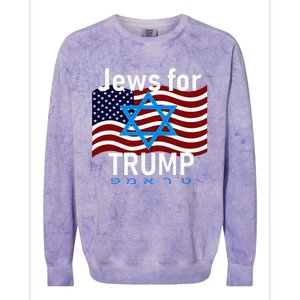 Jews For Trump American Flag Star Of David Hebrew Supporter Colorblast Crewneck Sweatshirt