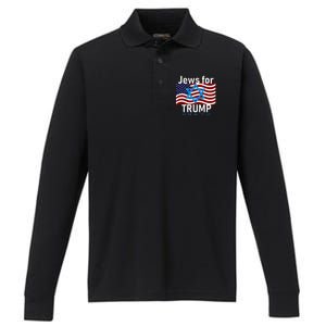 Jews For Trump American Flag Star Of David Hebrew Supporter Performance Long Sleeve Polo