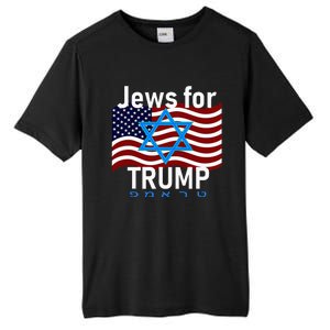 Jews For Trump American Flag Star Of David Hebrew Supporter Tall Fusion ChromaSoft Performance T-Shirt