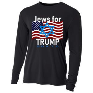 Jews For Trump American Flag Star Of David Hebrew Supporter Cooling Performance Long Sleeve Crew