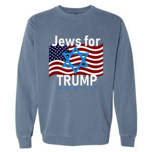 Jews For Trump American Flag Star Of David Hebrew Supporter Garment-Dyed Sweatshirt