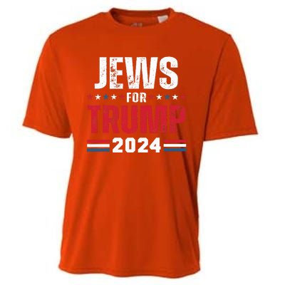 Jews For Trump 2024 American Flag Cooling Performance Crew T-Shirt