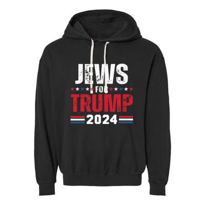 Jews For Trump 2024 American Flag Garment-Dyed Fleece Hoodie