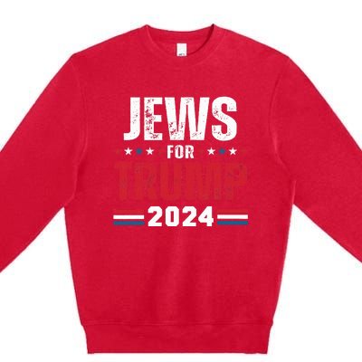 Jews For Trump 2024 American Flag Premium Crewneck Sweatshirt