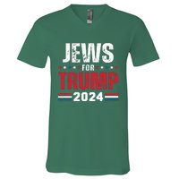 Jews For Trump 2024 American Flag V-Neck T-Shirt