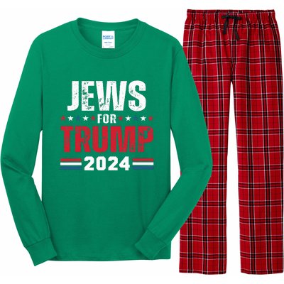 Jews For Trump 2024 American Flag Long Sleeve Pajama Set