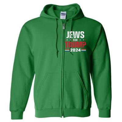 Jews For Trump 2024 American Flag Full Zip Hoodie