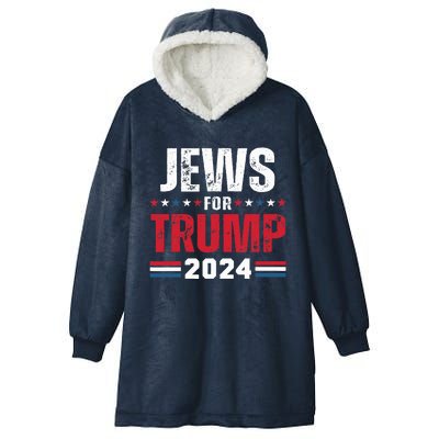 Jews For Trump 2024 American Flag Hooded Wearable Blanket