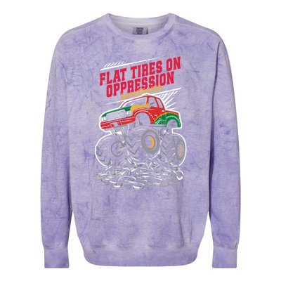 Junenth Flat Tires On Oppression Monster Vehicle Truck Meaningful Gift Colorblast Crewneck Sweatshirt