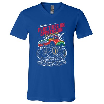 Junenth Flat Tires On Oppression Monster Vehicle Truck Meaningful Gift V-Neck T-Shirt