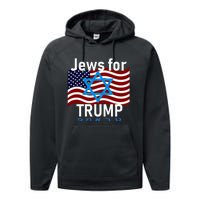 Jews For Trump American Flag Star Of David Hebrew Performance Fleece Hoodie