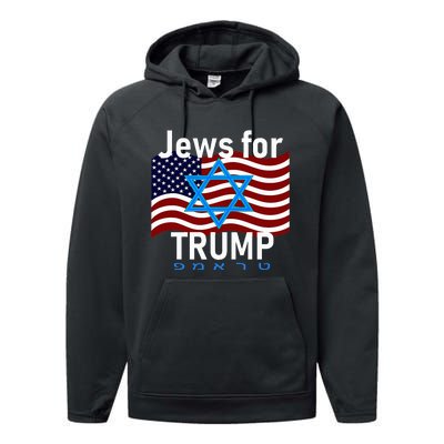 Jews For Trump American Flag Star Of David Hebrew Performance Fleece Hoodie