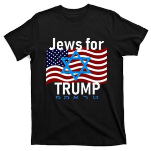 Jews For Trump American Flag Star Of David Hebrew T-Shirt