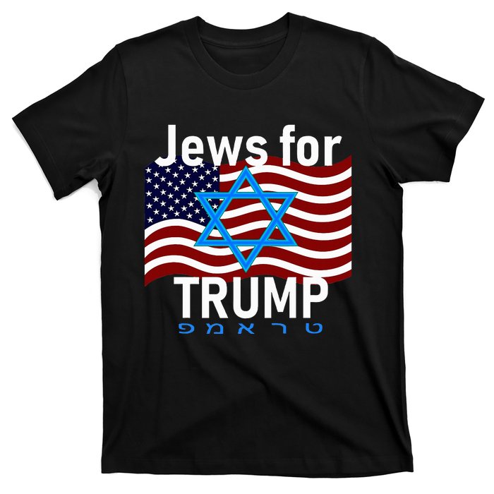 Jews For Trump American Flag Star Of David Hebrew T-Shirt