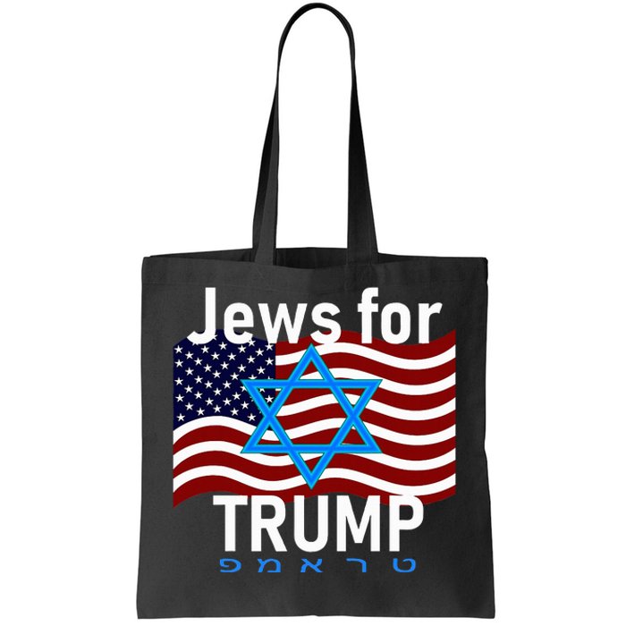 Jews For Trump American Flag Star Of David Hebrew Tote Bag