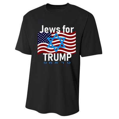 Jews For Trump American Flag Star Of David Hebrew Performance Sprint T-Shirt