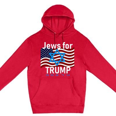 Jews For Trump American Flag Star Of David Hebrew Premium Pullover Hoodie