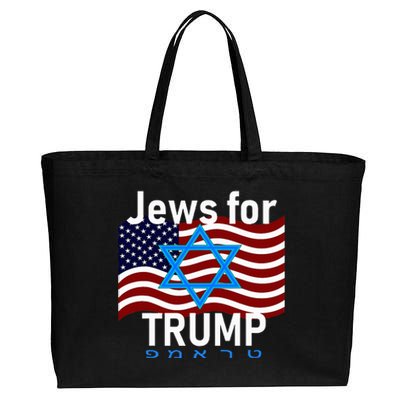 Jews For Trump American Flag Star Of David Hebrew Cotton Canvas Jumbo Tote