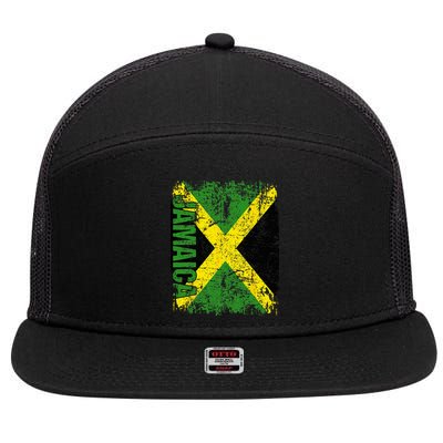 JAMAICA Flag Vintage Distressed JAMAICA 7 Panel Mesh Trucker Snapback Hat