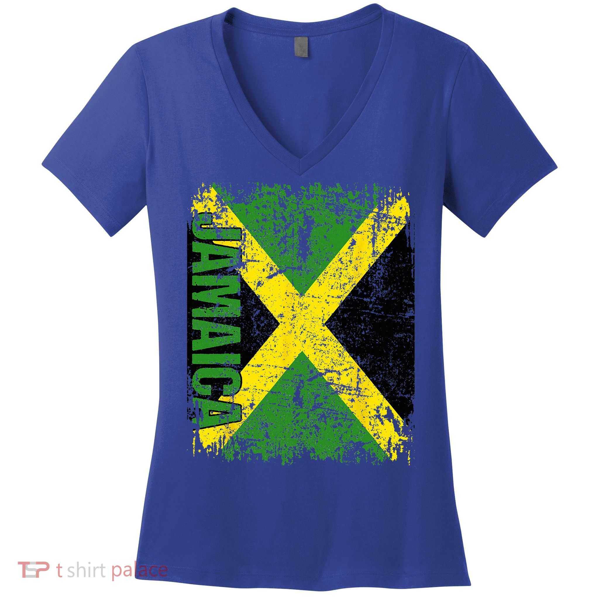 JAMAICA Flag Vintage Distressed JAMAICA Women's V-Neck T-Shirt