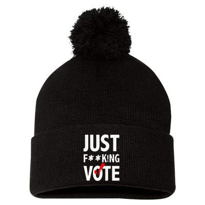 Just Fucking Vote Funny Sayings Pom Pom 12in Knit Beanie