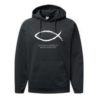 Jesus, Fish With Bible Quotes For Christians Performance Fleece Hoodie