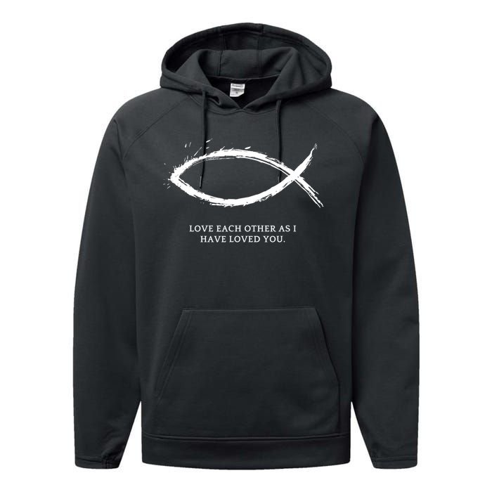 Jesus, Fish With Bible Quotes For Christians Performance Fleece Hoodie