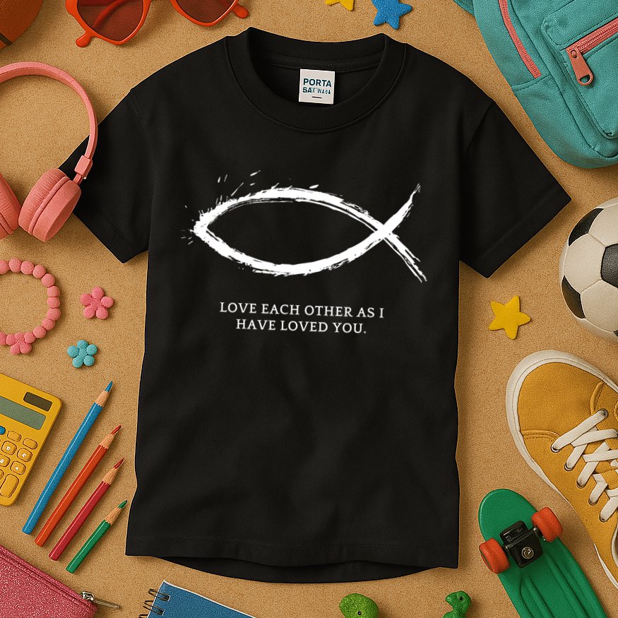 Jesus, Fish With Bible Quotes For Christians Kids T-Shirt