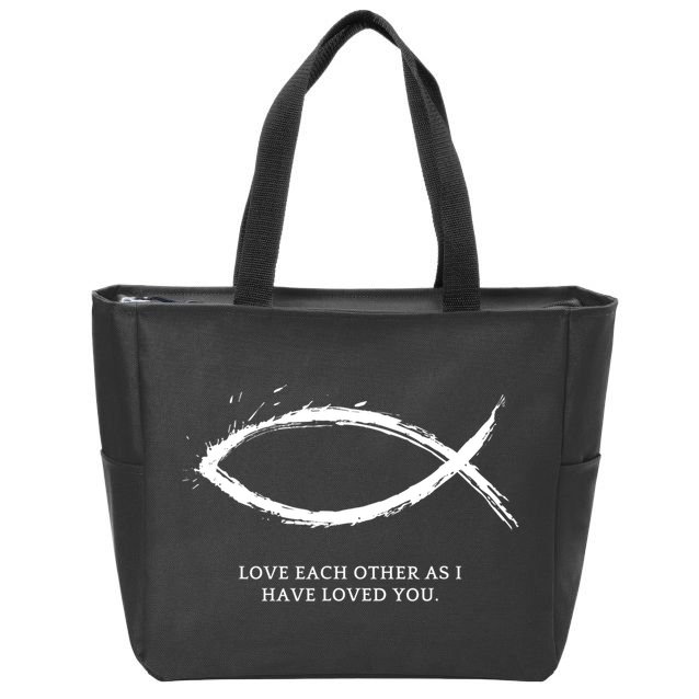 Jesus, Fish With Bible Quotes For Christians Zip Tote Bag